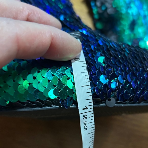 Mermaid Green and Black Sequin Ankle Booties - Picture 7 of 10